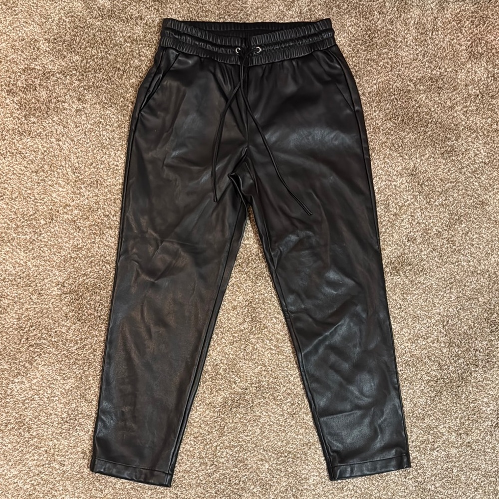 LOFT - Faux Leather Ankle Jogger (Black)